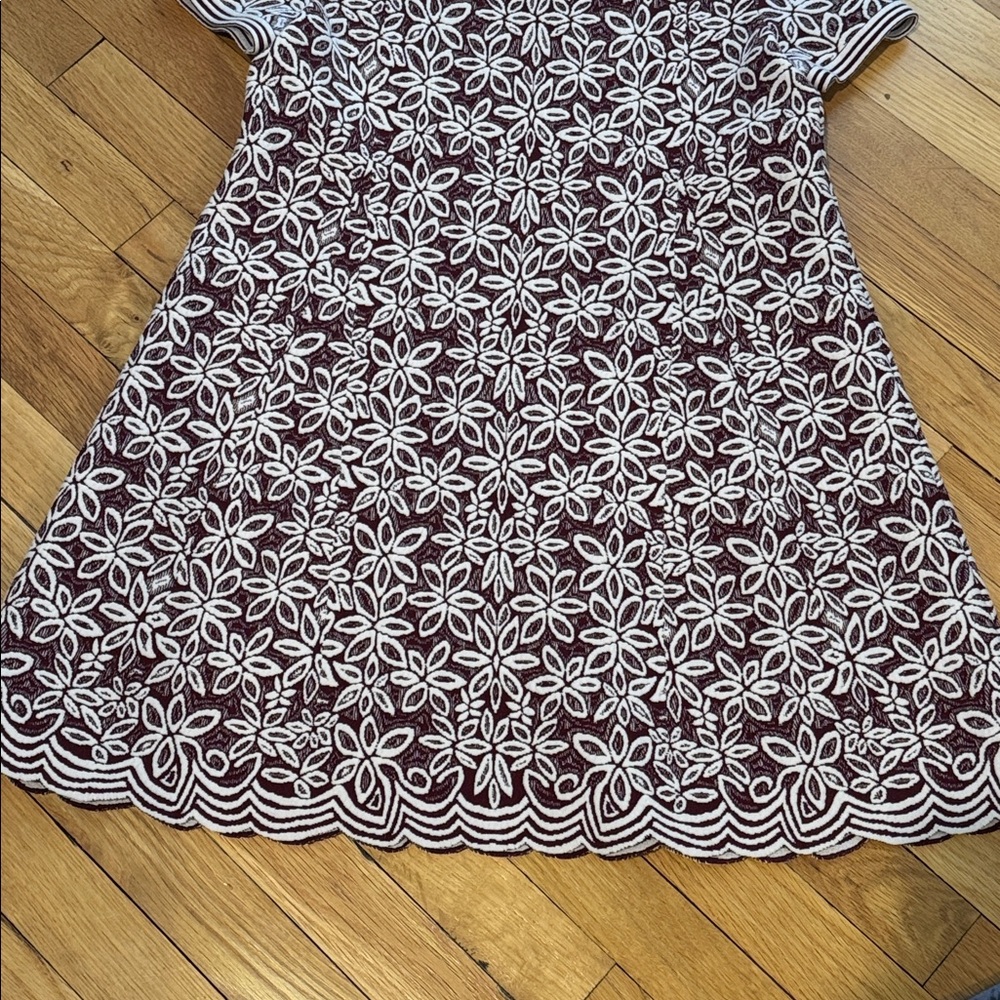 Alaia Burnt Red Printed Floral Mini Wool Blend Dress - Picture 10 of 10
